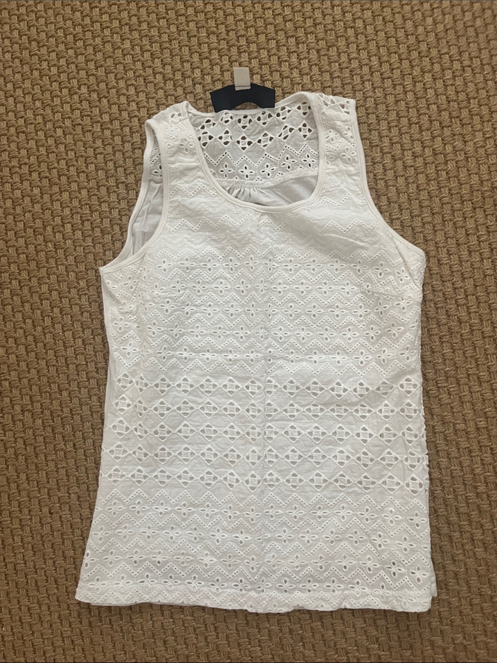 Francesca’s White Eyelet Sleeveless Tank Top - Classic Women's Summer Top.